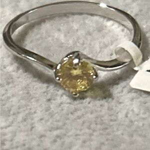 925 Sterling Silver Citrine Ring Size 7.75